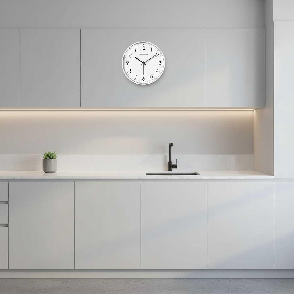 Moderne Runde Wanduhr Weiß | Stille Wanduhr für Wohnzimmer