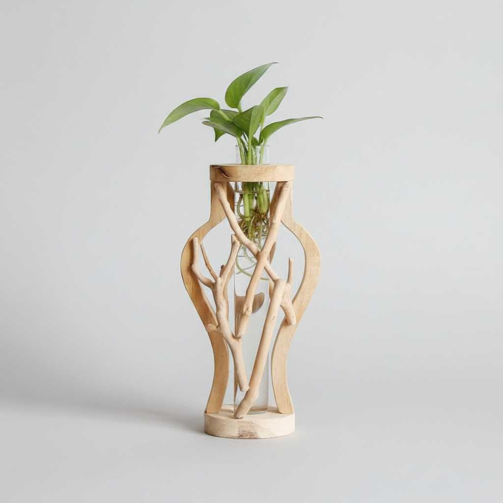 Holzvase Natur | Einzigartige Pflanzenpräsentation aus Holz