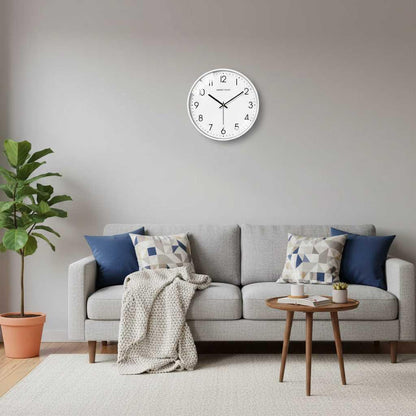 Moderne Runde Wanduhr Weiß | Stille Wanduhr für Wohnzimmer