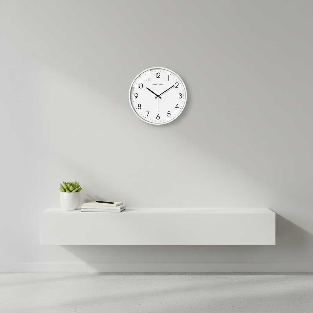 Moderne Runde Wanduhr Weiß | Stille Wanduhr für Wohnzimmer