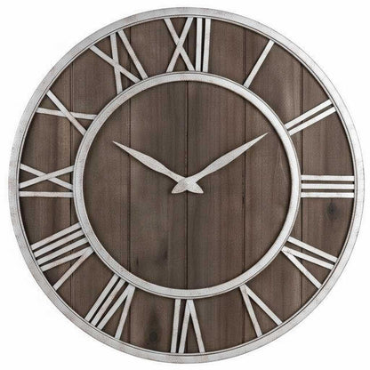 Runde Wanduhr Holz und Metall | Modernes Industriedesign 40 cm
