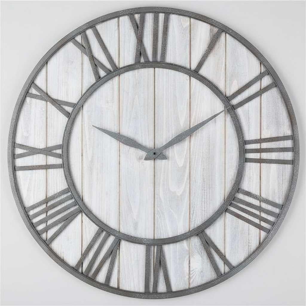 Runde Wanduhr Holz und Metall | Modernes Industriedesign 40 cm