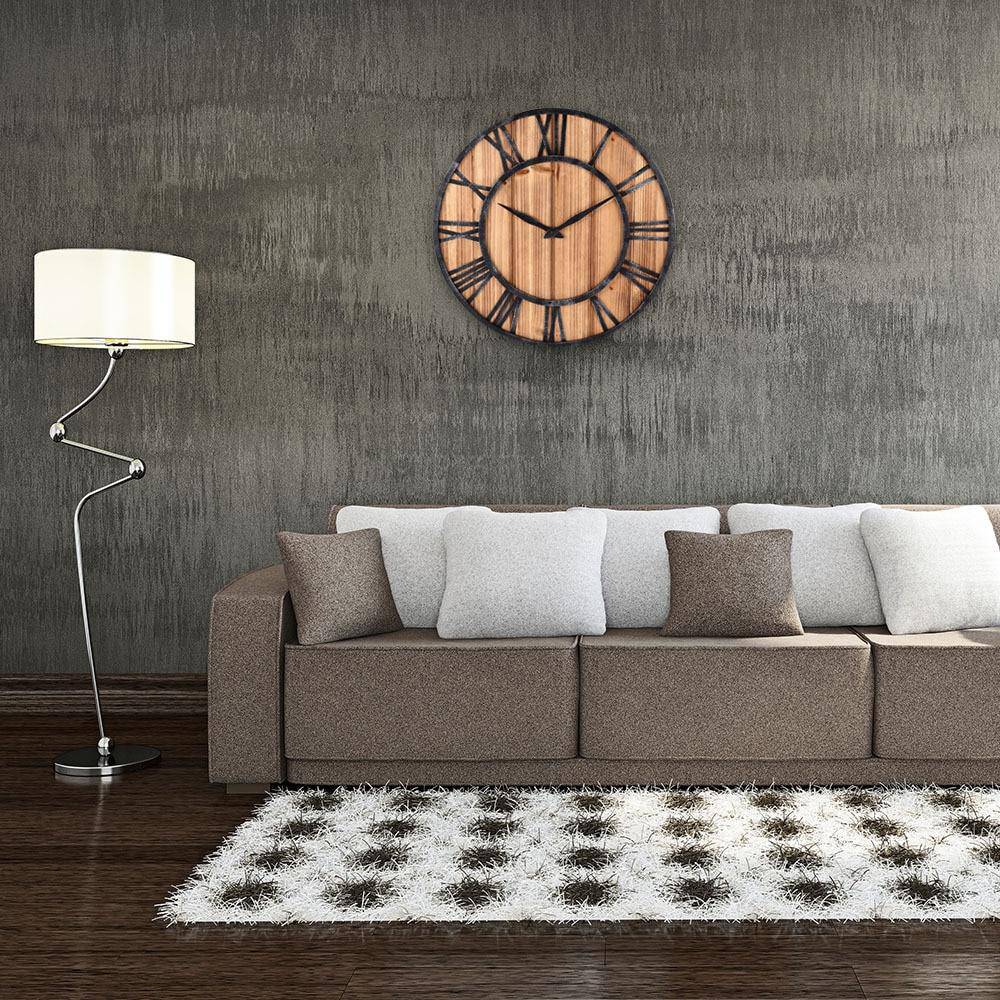 Runde Wanduhr Holz und Metall | Modernes Industriedesign 40 cm 1
