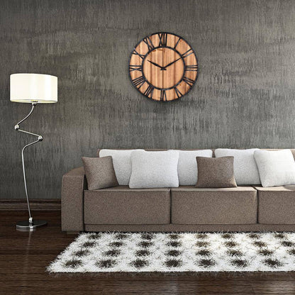 Runde Wanduhr Holz und Metall | Modernes Industriedesign 40 cm 1