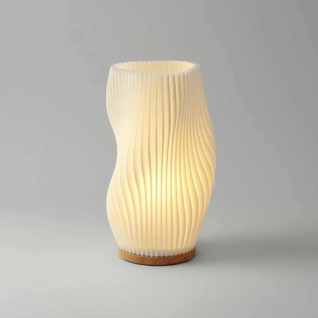 Serene Wavecrest | Moderne Tischlampe mit Wellenförmigem Schirm