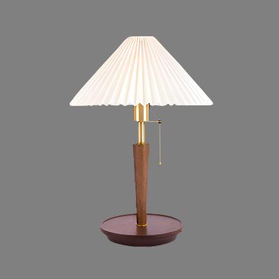Vintage Tischlampe | Plissiertes Holz Design 30 cm 0