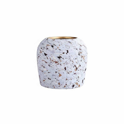 Weiße Keramikvase im Terrazzo-Stil | Blumenvase für Tisch
