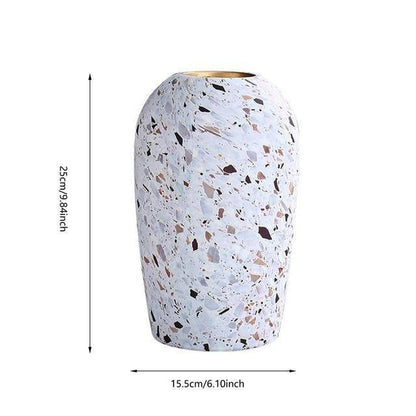 Weiße Keramikvase im Terrazzo-Stil | Blumenvase für Tisch 0