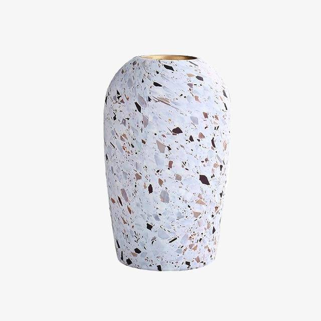 Weiße Keramikvase im Terrazzo-Stil | Blumenvase für Tisch 1