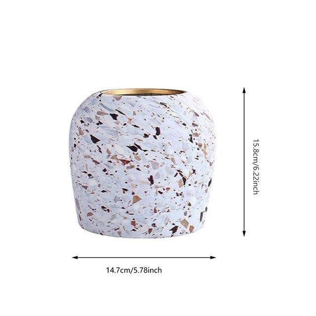 Weiße Keramikvase im Terrazzo-Stil | Blumenvase für Tisch 6